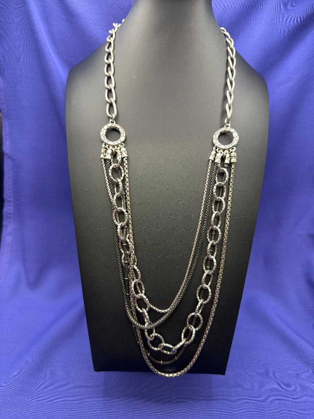 Brighton Pebble Cascade 5-Strand Gunmetal & Silver-Plated Chains - Picture 8 of 9